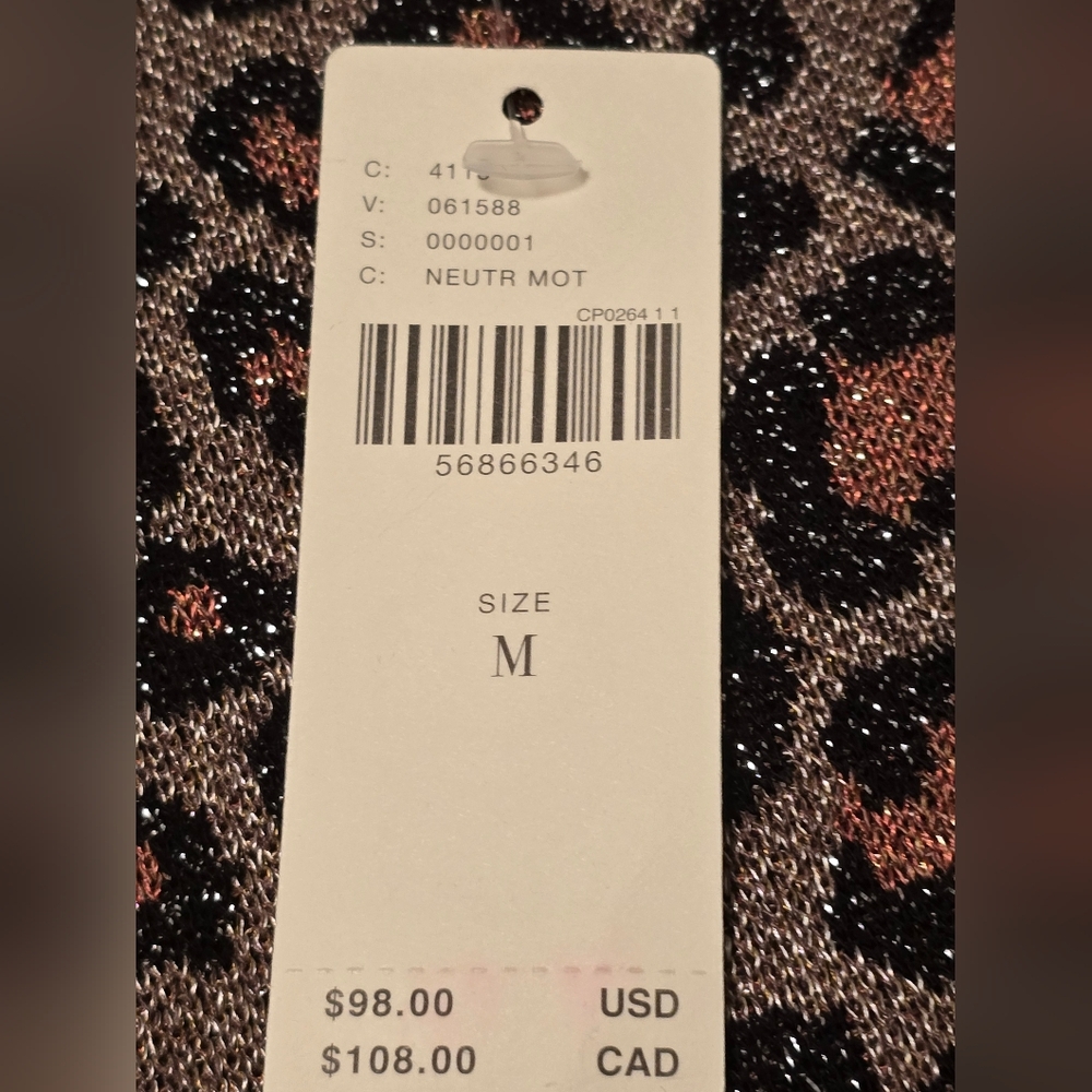Anthropologie NWT Metallic Leopard Print 3/4 Sleeve Sweater Women's Size Medium - Picture 11 of 13